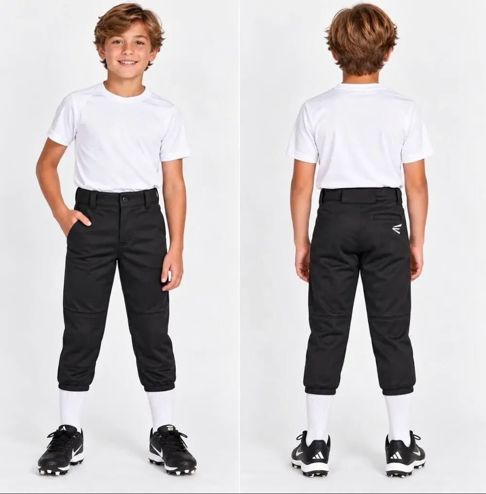 Easton Youth Large YL Black Baseball Pants Elastic Cuff Boys Girls